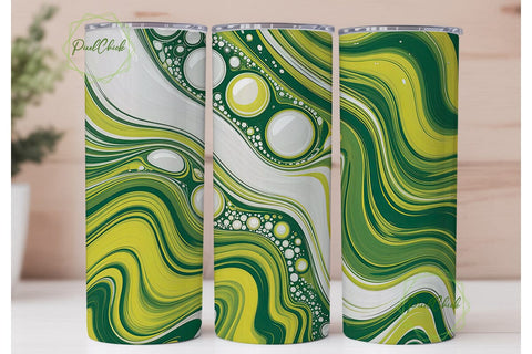 Lime Green Fluid Abstract 20oz Tumbler Sublimation PixelChick 