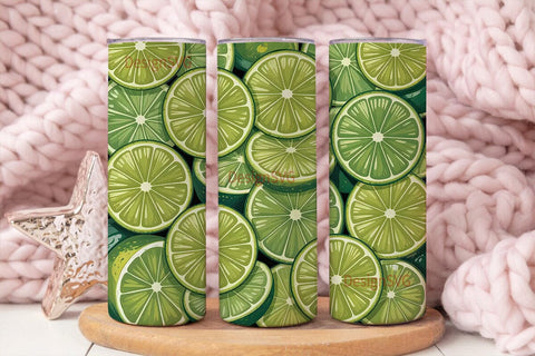 Lime Slices 20oz Tumbler Wrap Sublimation DesignSVG 