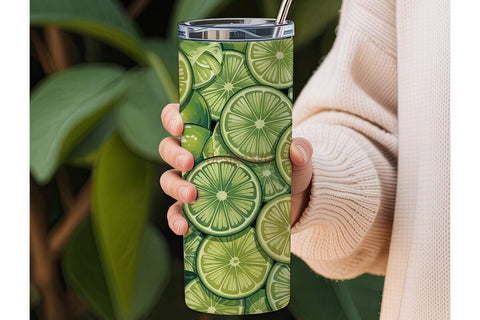 Lime Slices 20oz Tumbler Wrap Sublimation DesignSVG 