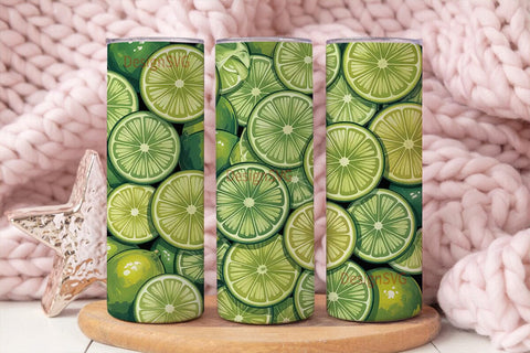Lime Slices 20oz Tumbler Wrap Sublimation DesignSVG 