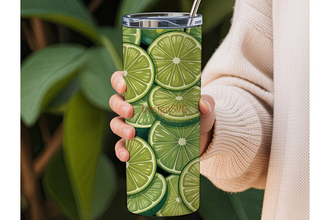 Lime Slices 20oz Tumbler Wrap Sublimation DesignSVG 