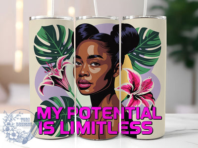Limitless Potential 20oz Tumbler, Floral Girl Quote, My Potential is Limitless Wrap, Motivational Sublimation Design, 20oz Tumbler Wrap, Sublimation Design PNG, Uplifting Gift Sublimation ToriDesigns 