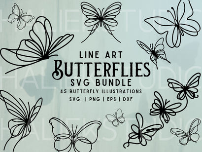 Line Art Butterfly SVG Design Set SVG HalieKStudio 