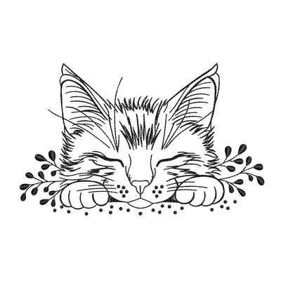 Line Art Peeking Cat Face Machine Embroidery Design for 5x7 6x10 8x8 Digital File Embroidery/Applique DESIGNS Nino Nadaraia 