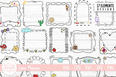 Line Frame With Sticker Clipart Bundle SVG dapiyupi store 