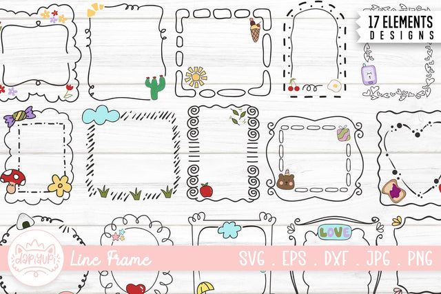 Line Frame With Sticker Clipart Bundle SVG dapiyupi store 
