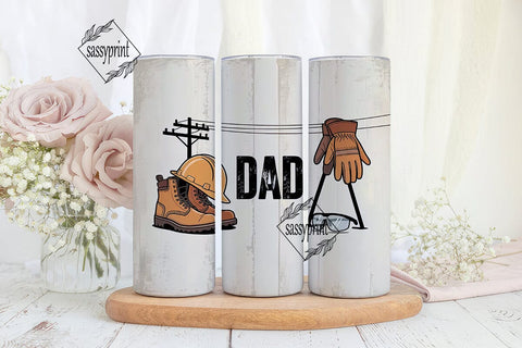 Lineman Dad 20oz Tumbler Wrap Sublimation sassyprint 