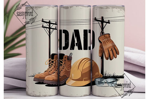 Lineman Dad 20oz Tumbler Wrap Sublimation sassyprint 