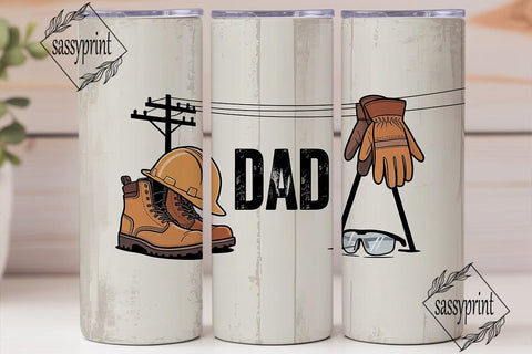 Lineman Dad 20oz Tumbler Wrap Sublimation sassyprint 
