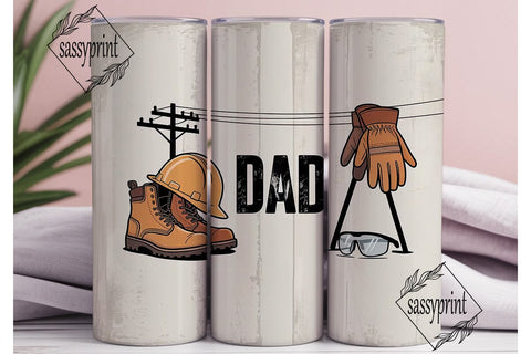 Lineman Dad 20oz Tumbler Wrap Sublimation sassyprint 