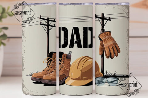 Lineman Dad 20oz Tumbler Wrap Sublimation sassyprint 