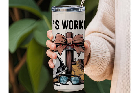 Lineman He's Working 20oz Tumbler Wrap Sublimation DesignSVG 