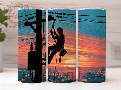 Lineman Power Line Worker Tumbler, Utility Worker Design, Power Line Sublimation, 20oz Lineman Tumbler, Electrician Gift Wrap, High Voltage Drinkware, Lineman Life Design Sublimation Lara' s Designs 