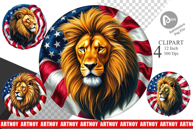 Lion 4th of July Clipart Sublimation artnoy 
