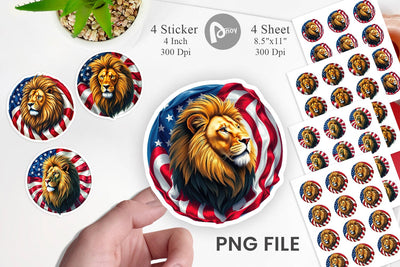 Lion 4th of July Sticker Sublimation artnoy 