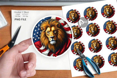 Lion 4th of July Sticker Sublimation artnoy 