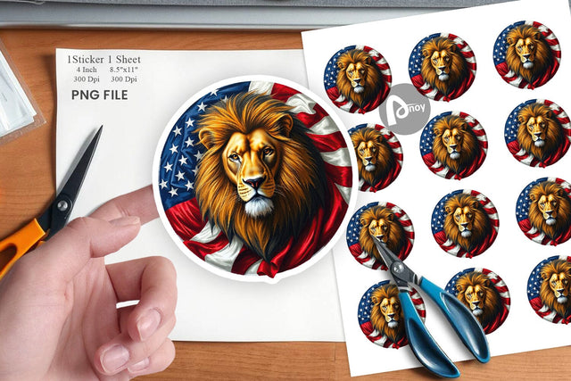 Lion 4th of July Sticker Sublimation artnoy 