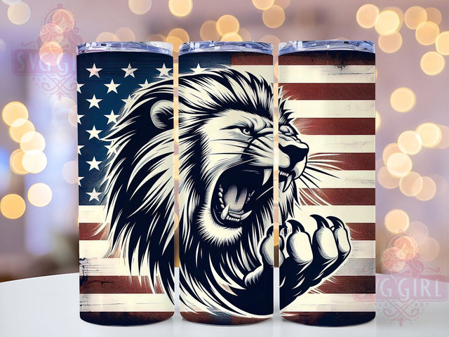 Lion American Flag 20oz Tumbler Wrap Sublimation Design, Straight Tapered Tumbler Wrap, 4th of July Tumbler Png, Instant Digital Download Sublimation SvggirlplusArt 
