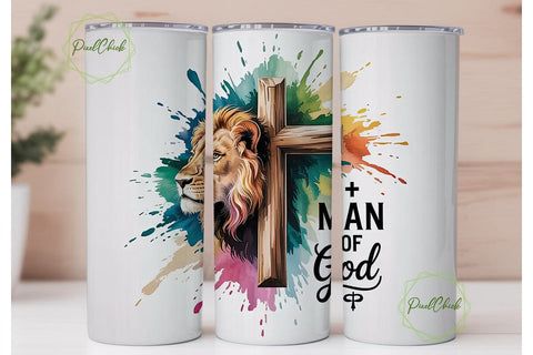 Lion and Cross 20oz Tumbler Wrap Sublimation PixelChick 