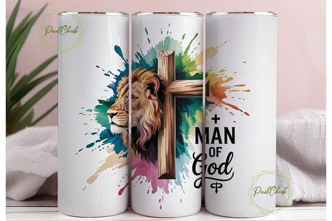 Lion and Cross 20oz Tumbler Wrap Sublimation PixelChick 
