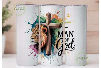 Lion and Cross 20oz Tumbler Wrap Sublimation PixelChick 