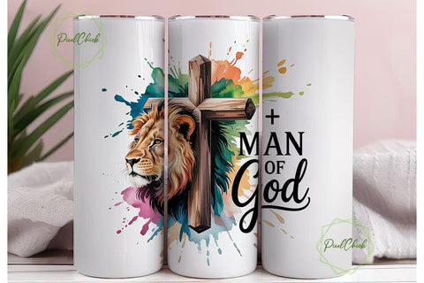 Lion and Cross 20oz Tumbler Wrap Sublimation PixelChick 