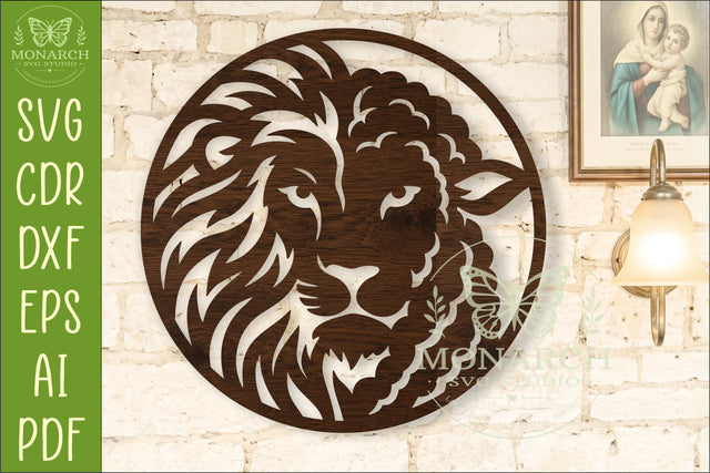 Lion and Lamb Round Wall Sign SVG, Christian Faith Laser Cut SVG APInspireddesigns 