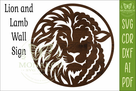Lion and Lamb Round Wall Sign SVG, Christian Faith Laser Cut SVG APInspireddesigns 
