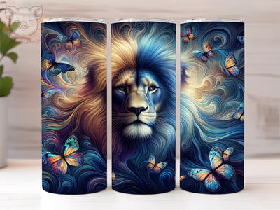 Lion Blue 20oz Tumbler Png, Straight & Tapered Tumbler Png, Lion Tumbler Png, Digital Download PNG Sublimation Lara' s Designs 