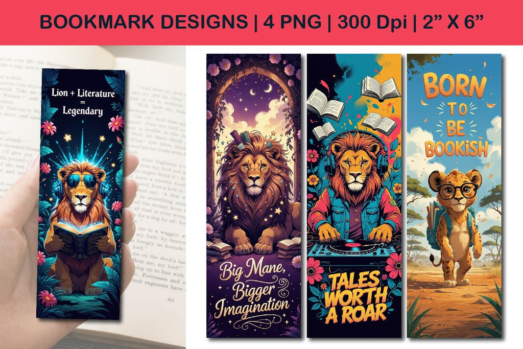 Lion bookmark design, literature bookmark design - So Fontsy