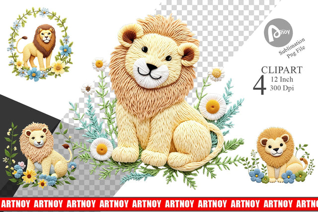 Lion Embroidery Clipart Sublimation artnoy 