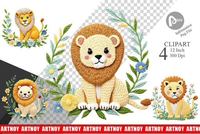 Lion Embroidery Clipart Sublimation artnoy 