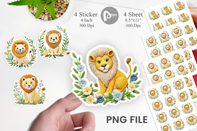 Lion Embroidery Sticker Sublimation artnoy 