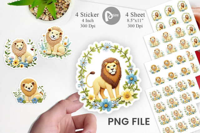 Lion Embroidery Sticker Sublimation artnoy 