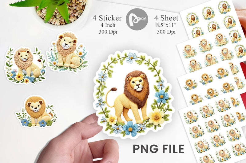 Lion Embroidery Sticker Sublimation artnoy 