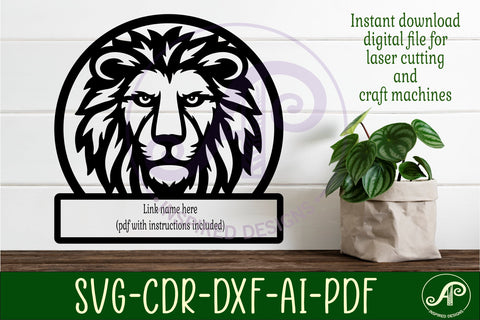 Lion face name sign svg laser cut file SVG APInspireddesigns 