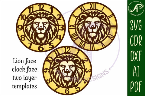 Lion face wall clock laser cut files SVG APInspireddesigns 