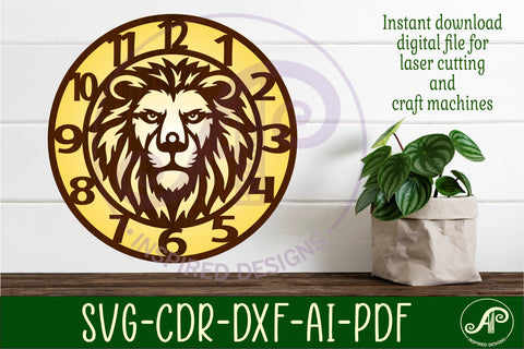 Lion face wall clock laser cut files SVG APInspireddesigns 