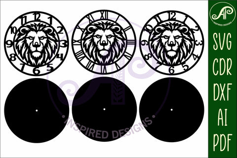 Lion face wall clock laser cut files SVG APInspireddesigns 