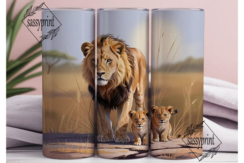 Lion Family 20oz Tumbler Wrap Sublimation sassyprint 