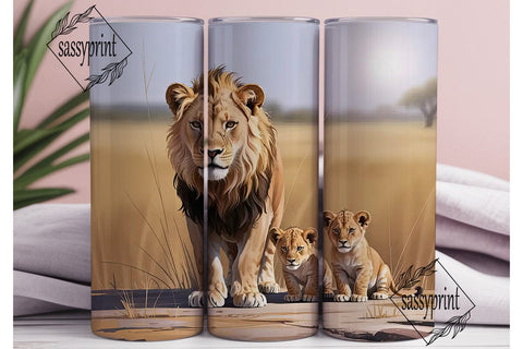 Lion Family 20oz Tumbler Wrap Sublimation sassyprint 