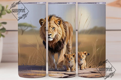 Lion Family 20oz Tumbler Wrap Sublimation sassyprint 
