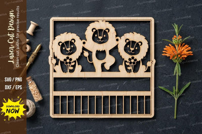 Lion Farm Organizer SVG Laser Cut Design | Farm Animal Decorative Holder Pattern SVG Regulrcrative 