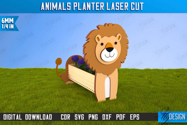Lion Flower Stand Laser Cut | Garden Design | Home Decor | Flower Holder | CNC File SVG Fly Design 