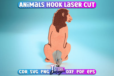 Lion Hook Laser Cut | Home Design | Wooden Animals Hook | CNC File SVG The T Store Design 
