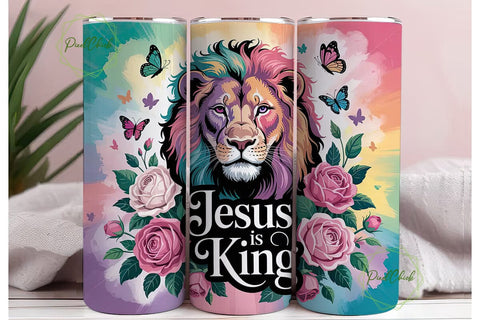 Lion Jesus King 20oz Tumbler Wrap Sublimation PixelChick 