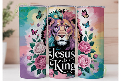 Lion Jesus King 20oz Tumbler Wrap Sublimation PixelChick 