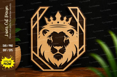 Lion King Crown Geometric Laser Cut SVG File SVG Regulrcrative 