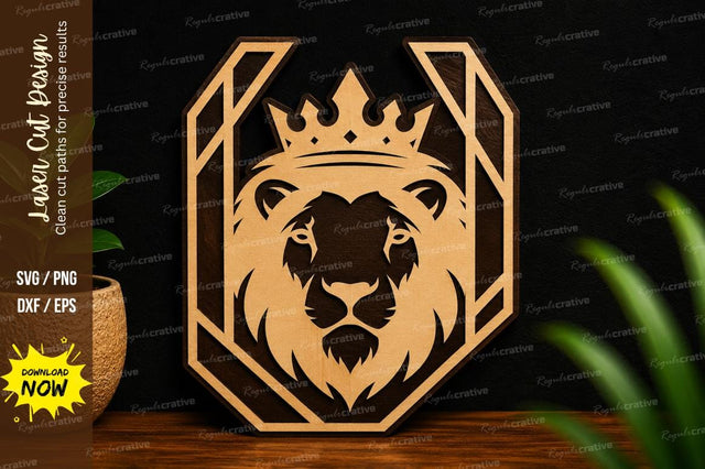 Lion King Crown Geometric Laser Cut SVG File SVG Regulrcrative 
