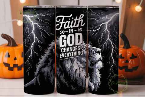 Lion Lightning Faith 20oz Tumbler Wrap Sublimation PixelChick 